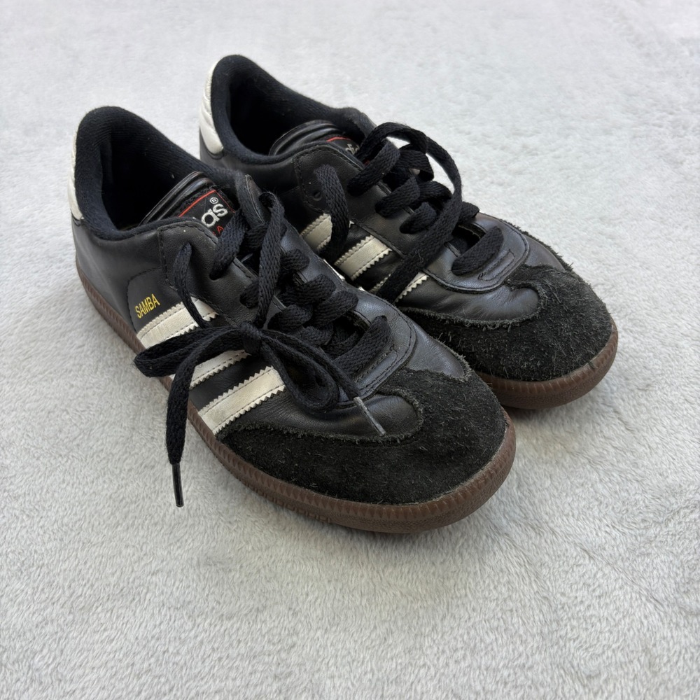 Adidas Samba Sneakers Youth Size 3 Black White Gum Sole Classic Soccer Shoes